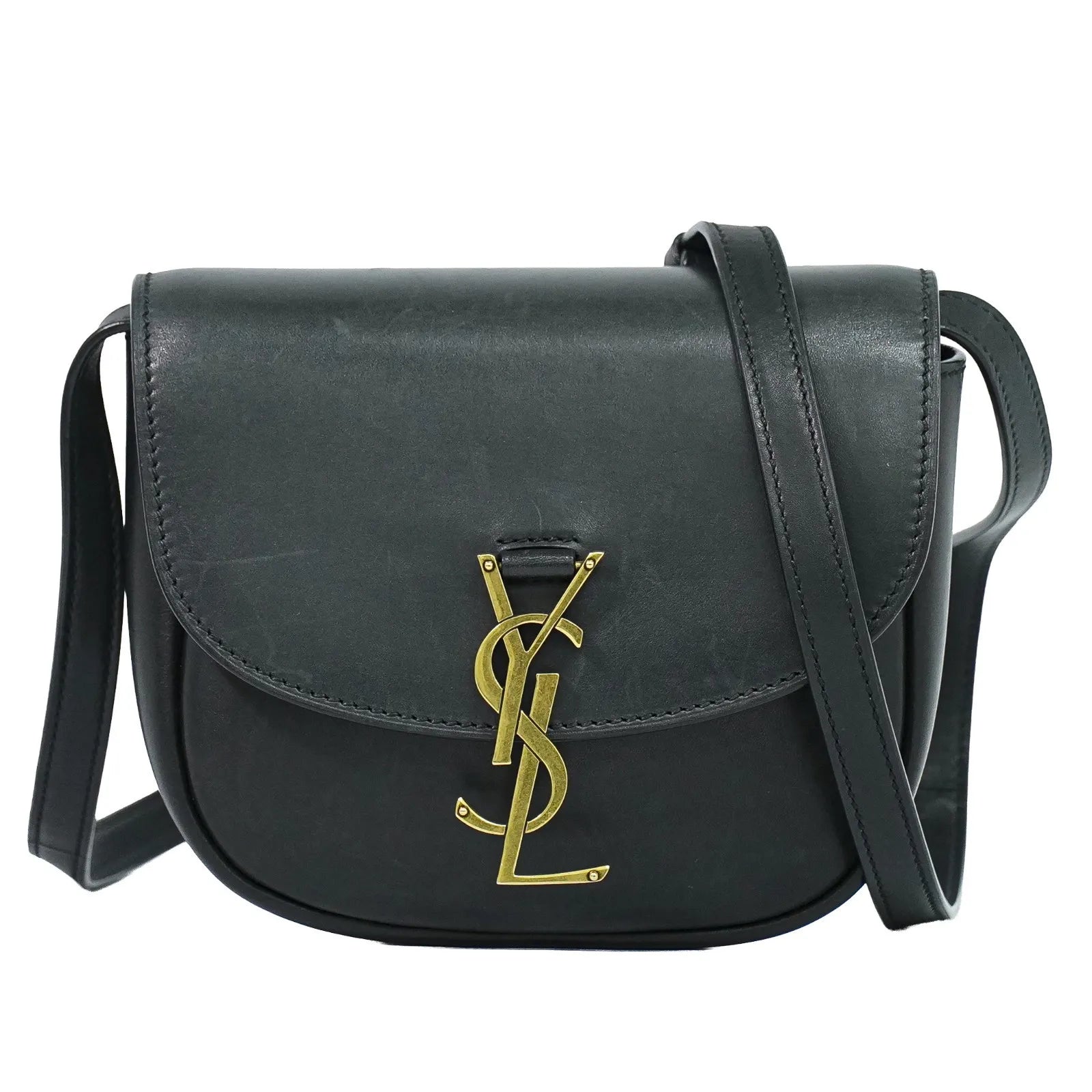 Saint Laurent Kaia Leather Black Leather Shoulder Bag Bag (Pre-Owned)