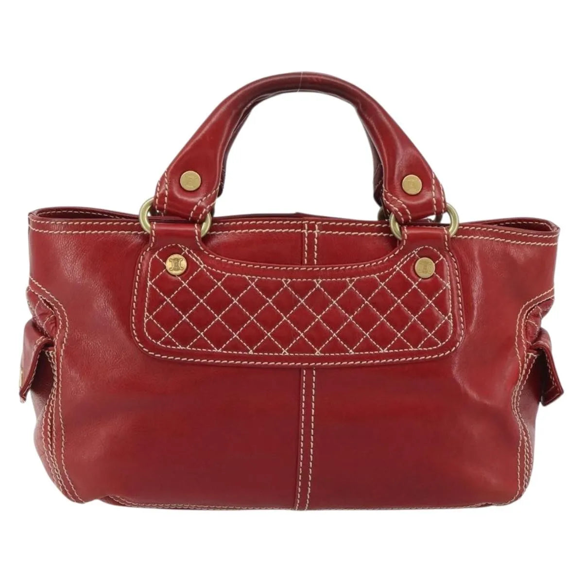 Celine Boogie Satchel Leather Red Leather Handbag (Pre-Owned)