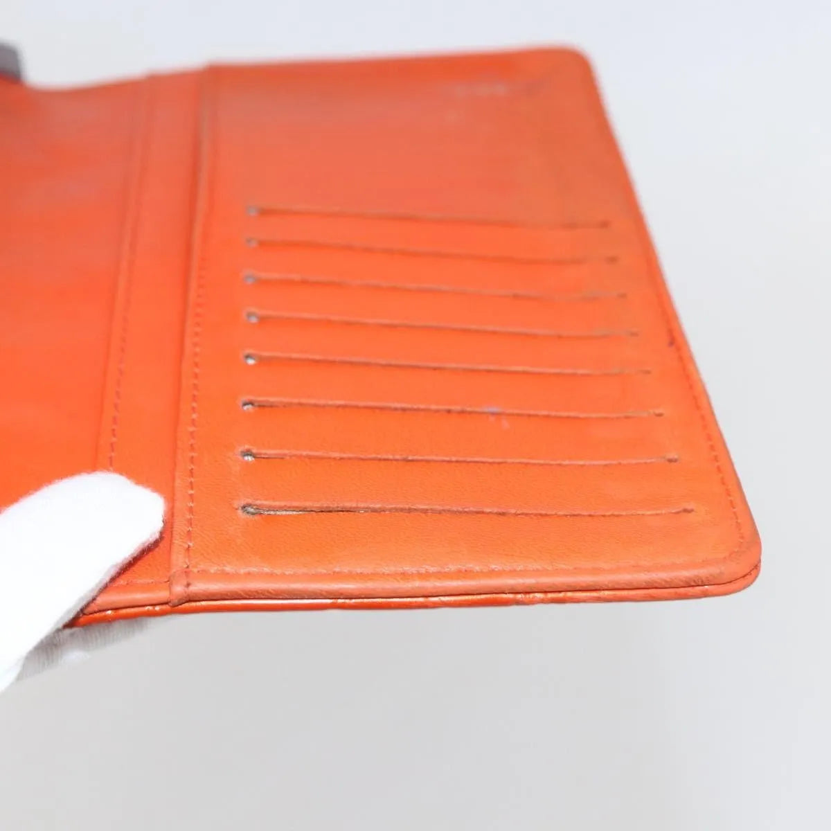Chanel Lucky Symbols Yen Wallet Embossed Quilted Patent Orange Patent_Leather Wallets Accessory (Pre-Owned)