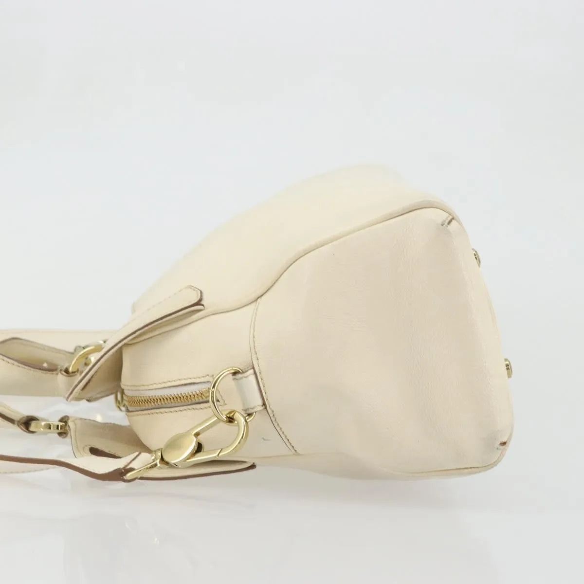 Cartier Marcello Leather White Leather Shoulder Bag Bag (Pre-Owned)