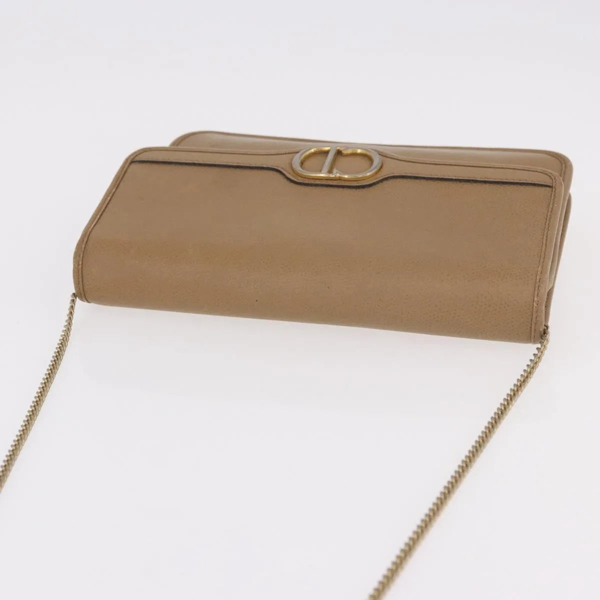 Christian Dior Vintage Cd Chain Flap Leather Camel Leather Shoulder Bag Bag (Pre-Owned)