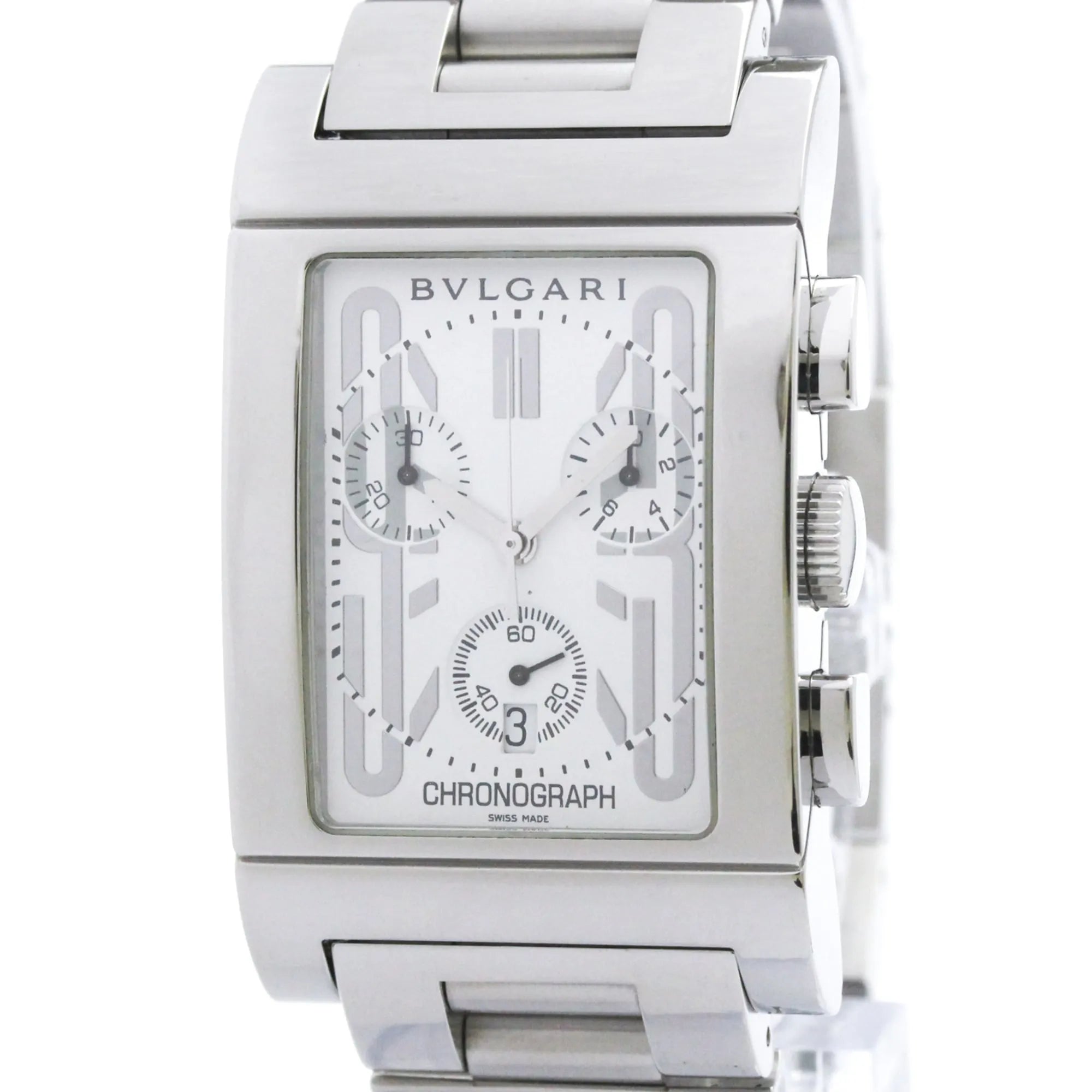 Bvlgari Bvlgari Rettangolo Chronograph Quartz Stainless Steel Watch (Pre-Owned)