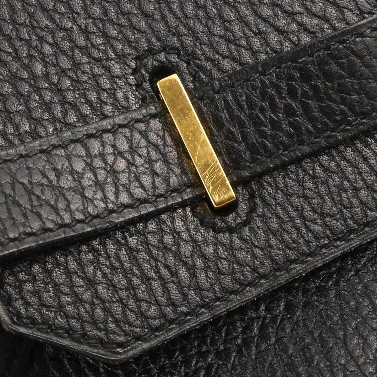 Hermes Birkin Handbag Black Ardennes With Gold Hardware Black Leather Handbag (Pre-Owned)