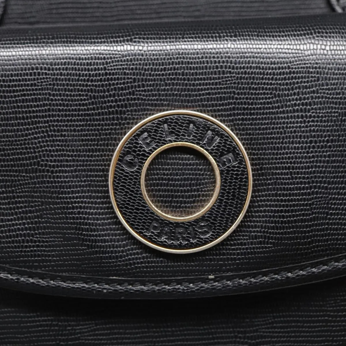 Celine Circle Logo Leather Black Leather Handbag (Pre-Owned)