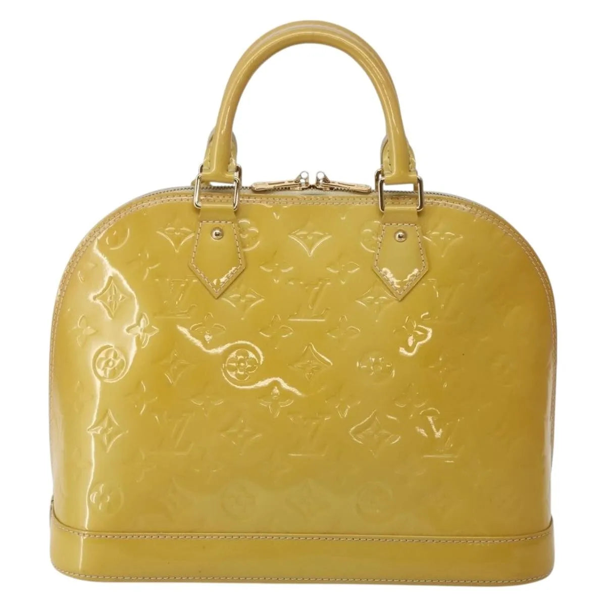 Louis Vuitton Alma Monogram Vernis Beige Patent_Leather Handbag (Pre-Owned)