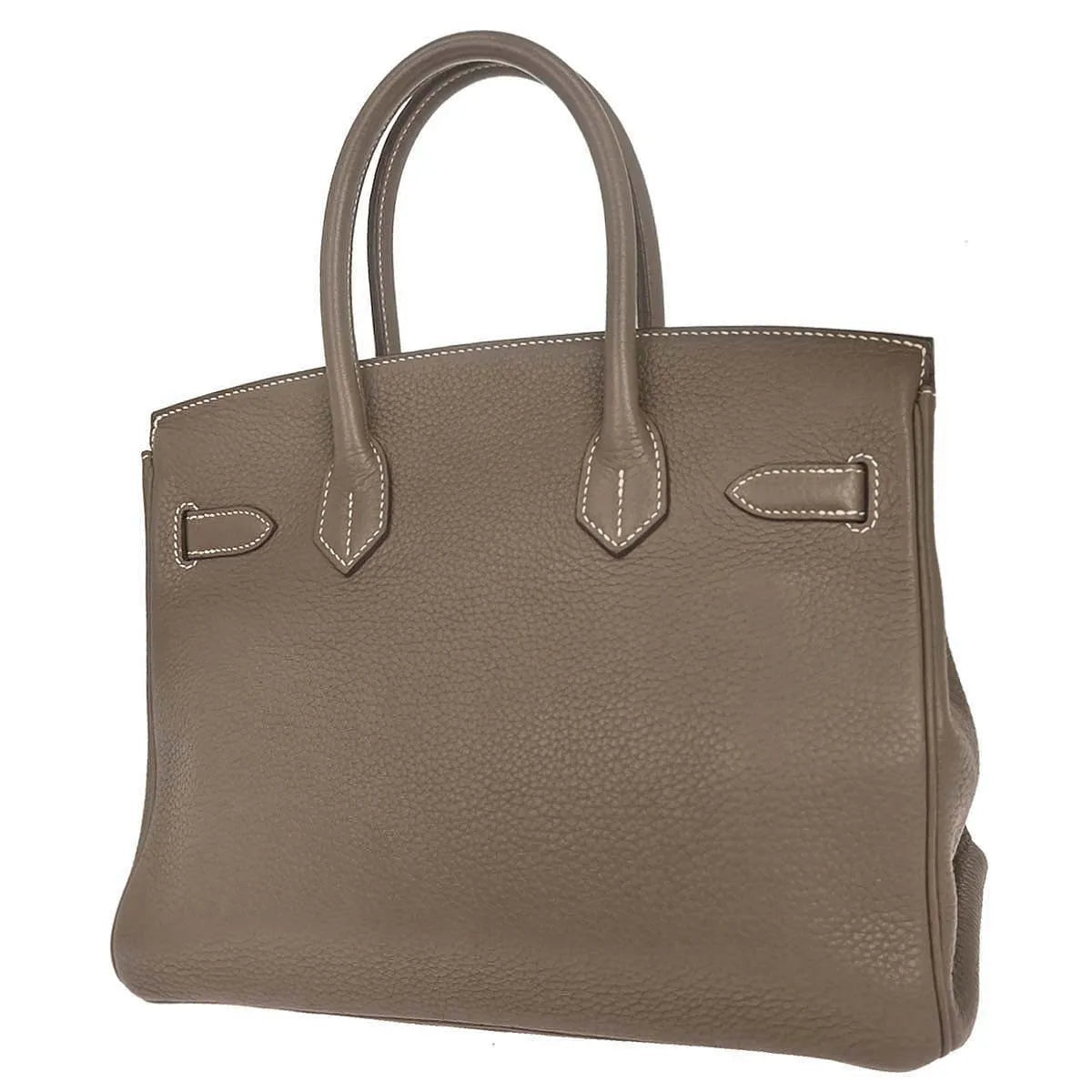 Hermes Birkin Etoupe Taurillon Clémence With Palladium Hardware Gray Calfskin Handbag (Pre-Owned)