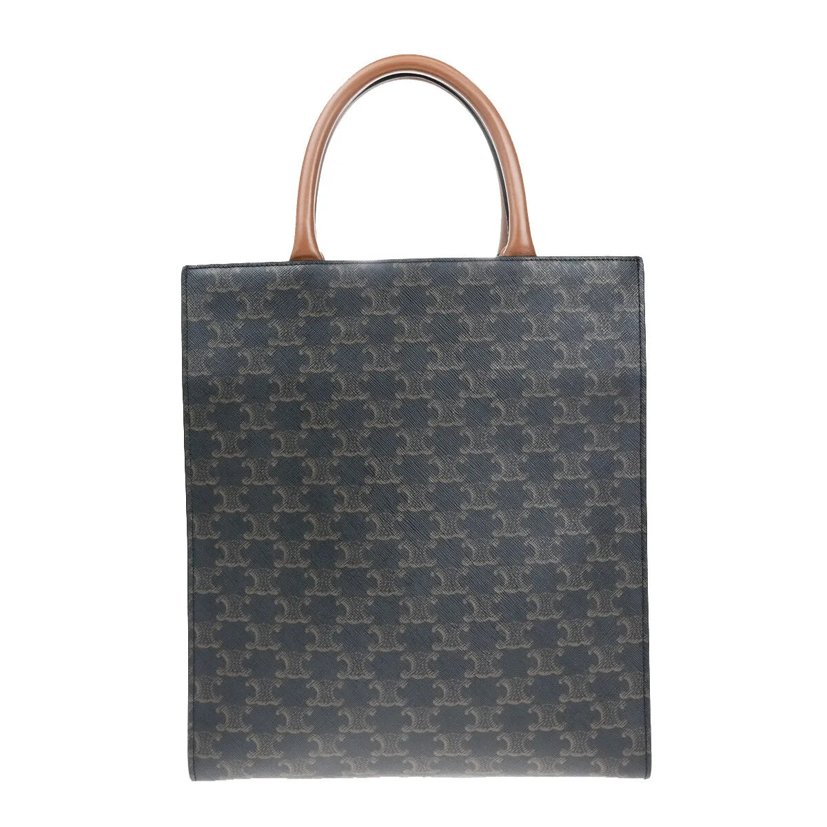 Celine Vertical Cabas Tote Triomphe Coated Canvas Brown Canvas Tote Bag Bag (Pre-Owned)