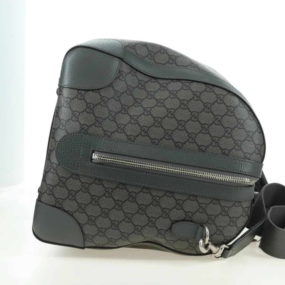 Gucci Web Trim Weekend Duffle Bag Gg Coated Canvas Gray Pvc Handbag (Pre-Owned)