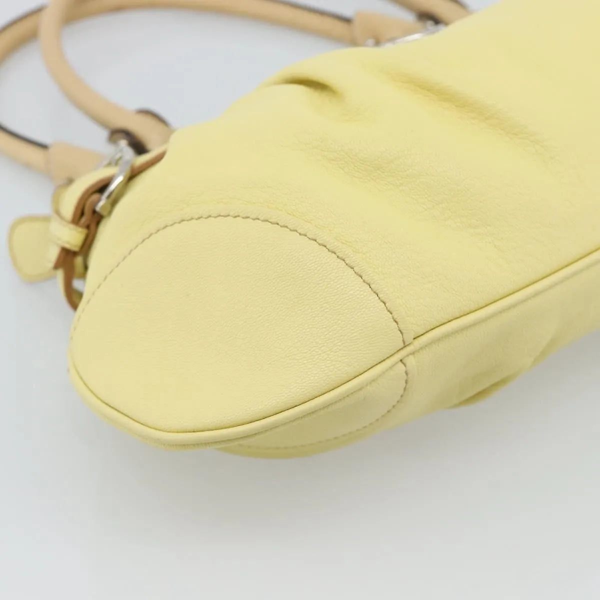 Salvatore Ferragamo Gancini Leather Yellow Leather Handbag (Pre-Owned)