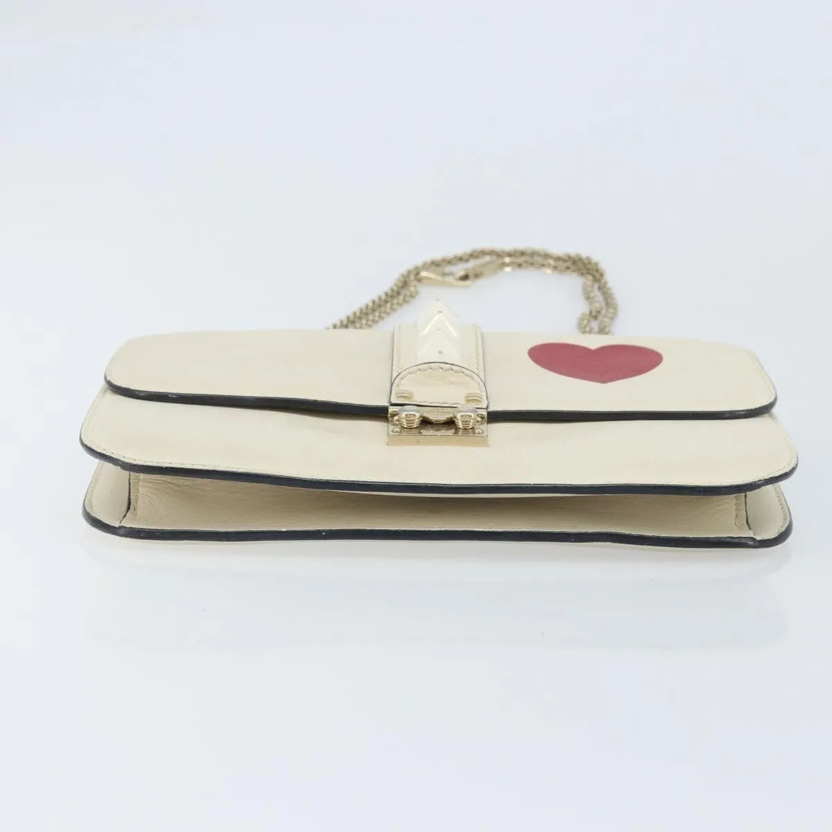 Valentino Garavani Glam Lock Leather White Leather Shoulder Bag Bag (Pre-Owned)