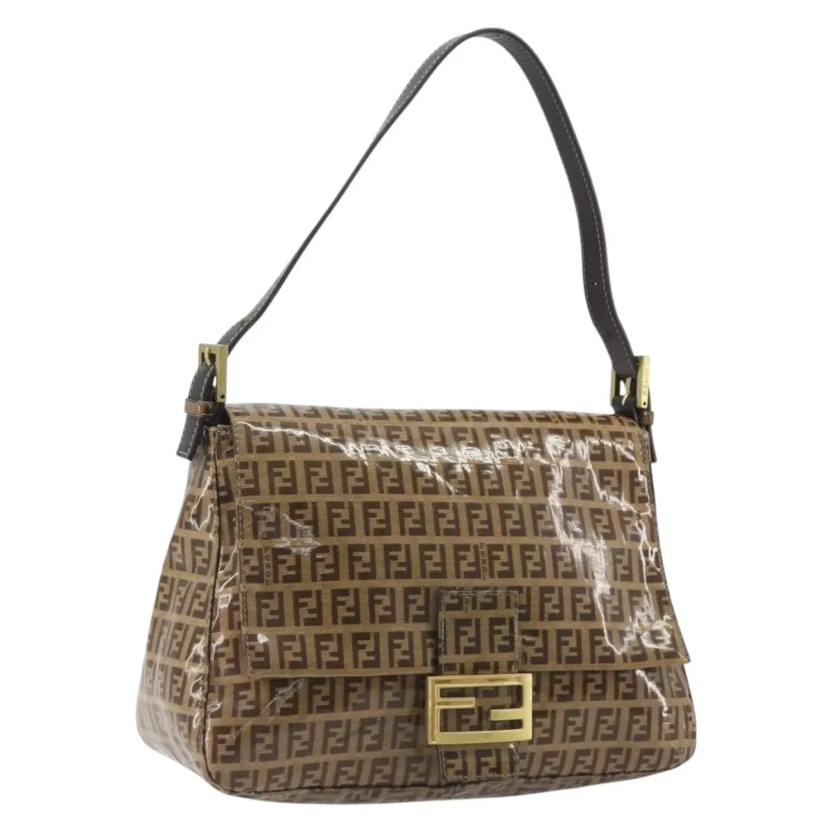 Fendi Forever Big Mama Patent Beige Patent_Leather Shoulder Bag Bag (Pre-Owned)
