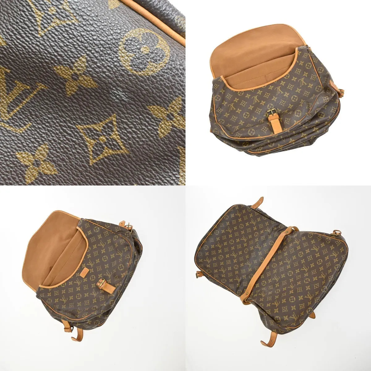 Louis Vuitton Saumur Monogram Brown Leather Shoulder Bag Bag (Pre-Owned)