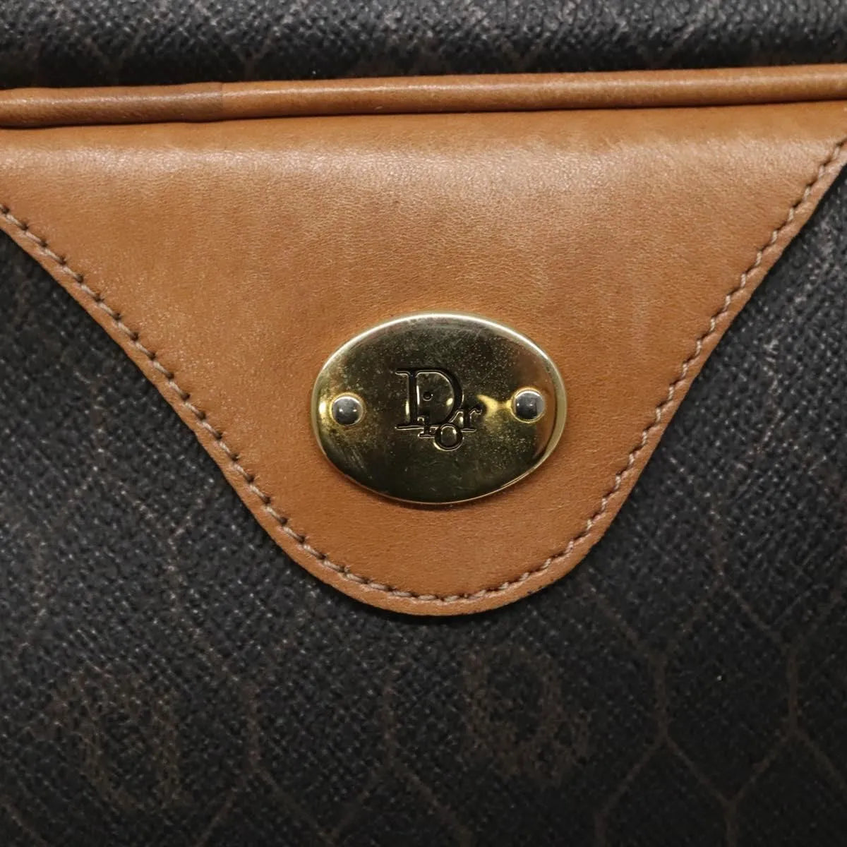 Christian Dior Vintage Honeycomb Canvas And Leather Black Canvas Shoulder Bag Bag (Pre-Owned)