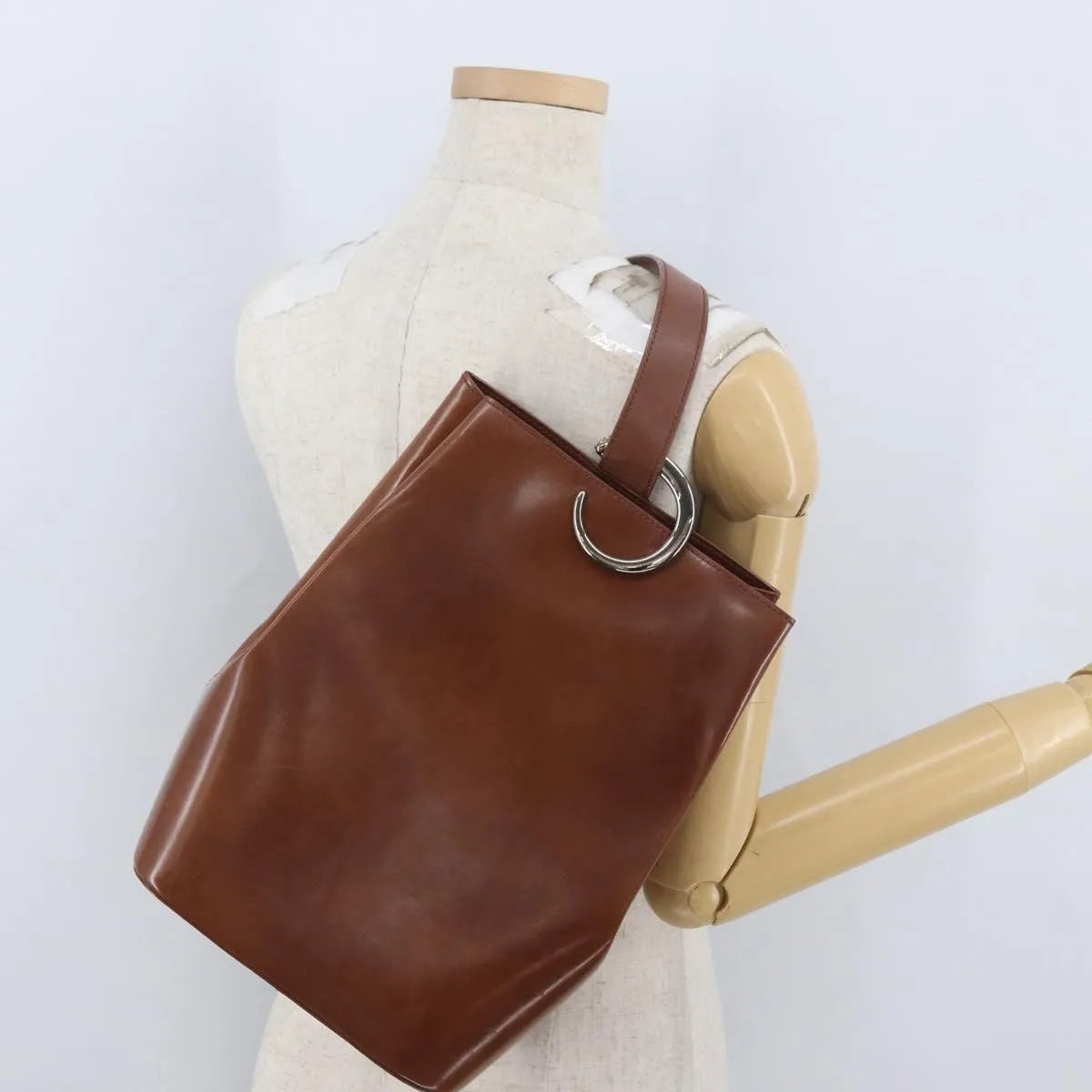 Cartier Panthère Shoulder Patent Leather Brown Leather Shoulder Bag Bag (Pre-Owned)