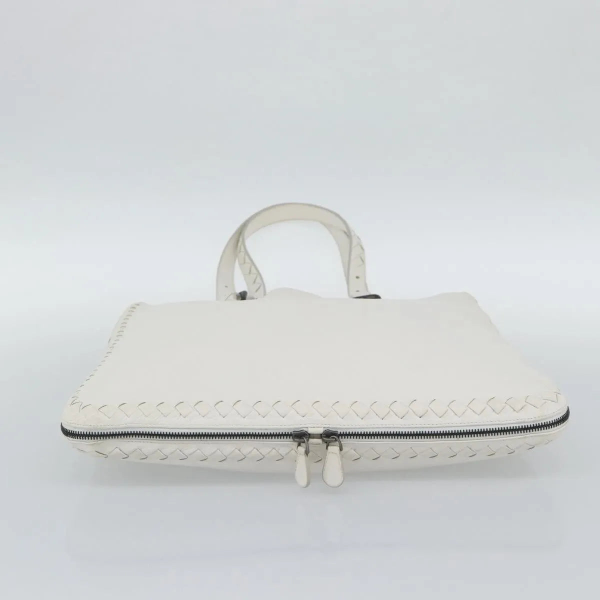 Bottega Veneta Belted Tote Intrecciato Nappa White Leather Tote Bag Bag (Pre-Owned)