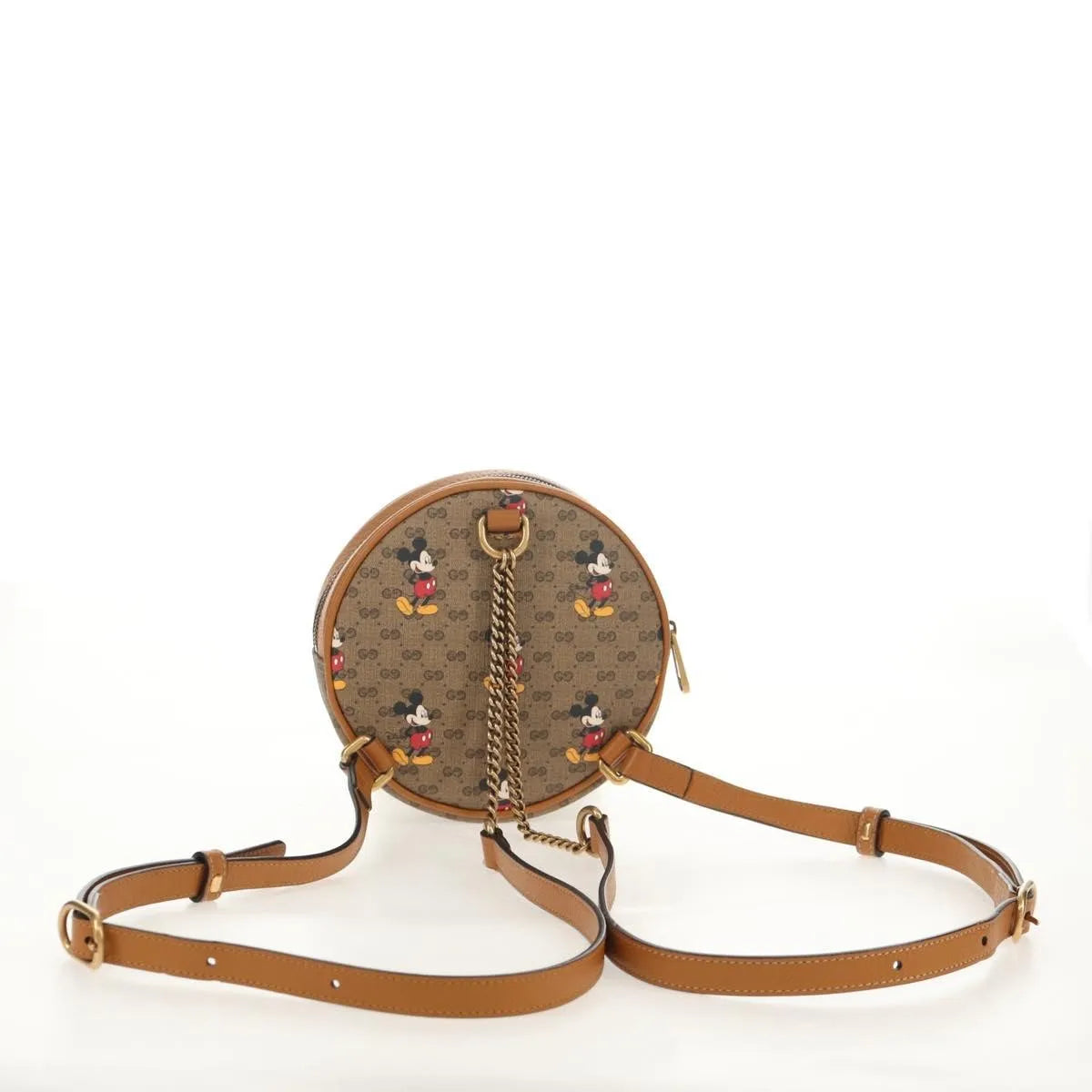 Gucci Disney Mickey Mouse Round Backpack (Outlet) Printed Mini Gg Coated Canvas Beige Canvas Backpack Bag (Pre-Owned)
