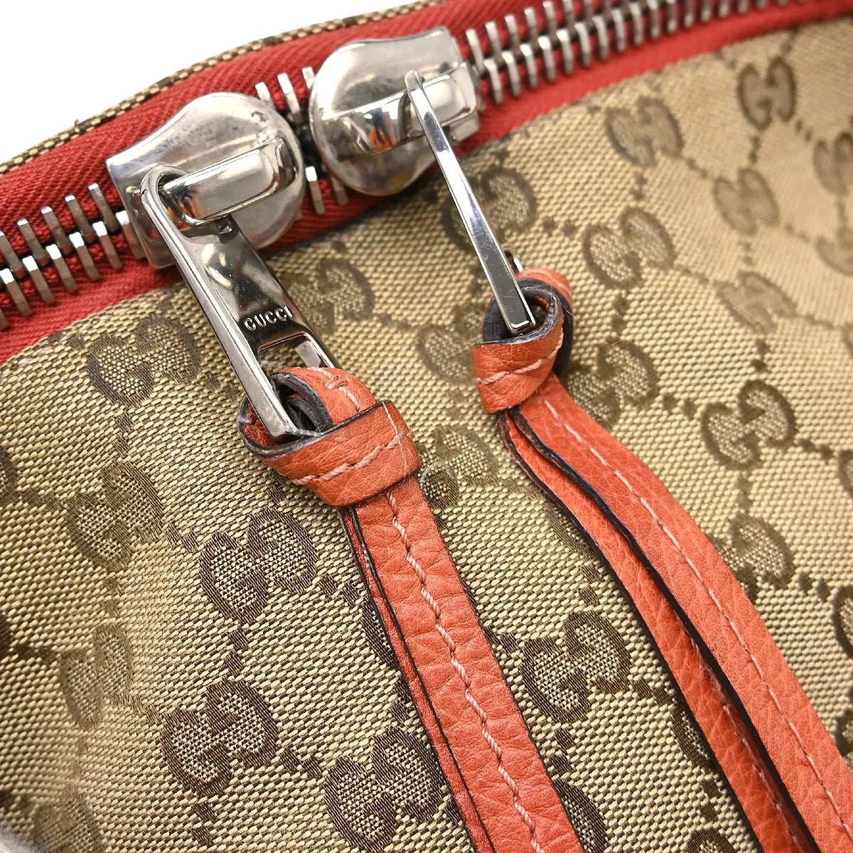 Gucci Bamboo Boston Horsebit Canvas With Leather Beige Canvas Handbag (Pre-Owned)