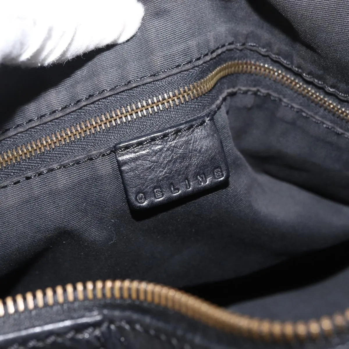Celine Vintage Leather Black Leather Handbag (Pre-Owned)