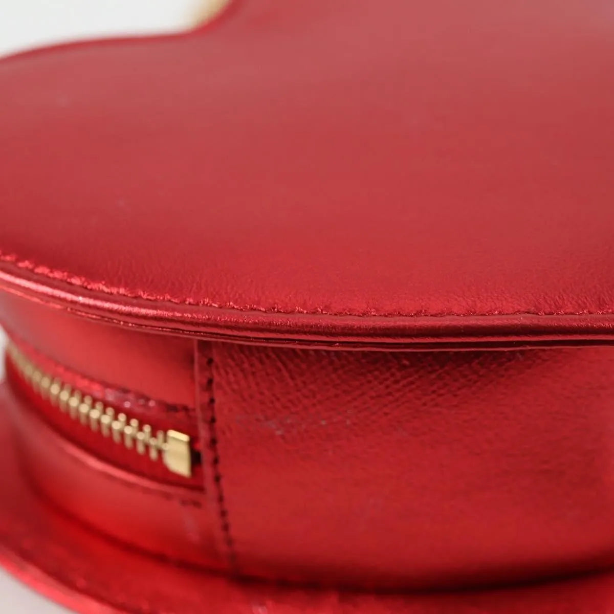 Saint Laurent Love Heart Chain Bag Leather Red_Gold Leather Wallets Accessory (Pre-Owned)