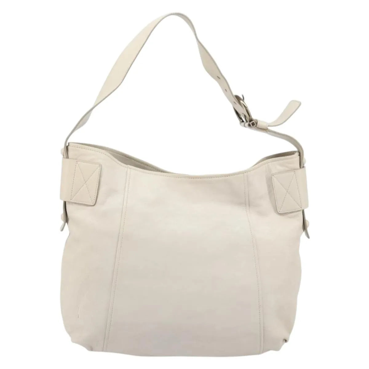 Salvatore Ferragamo Vintage Gancini Hobo Leather White Leather Shoulder Bag Bag (Pre-Owned)