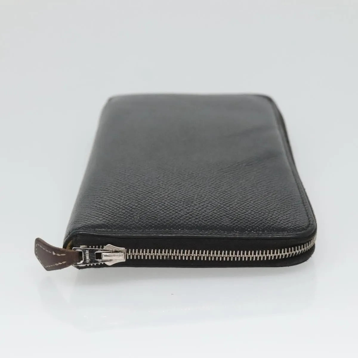 Hermes Azap Zip Around Wallet Silk'in Epsom Black Leather Wallets Accessory (Pre-Owned)