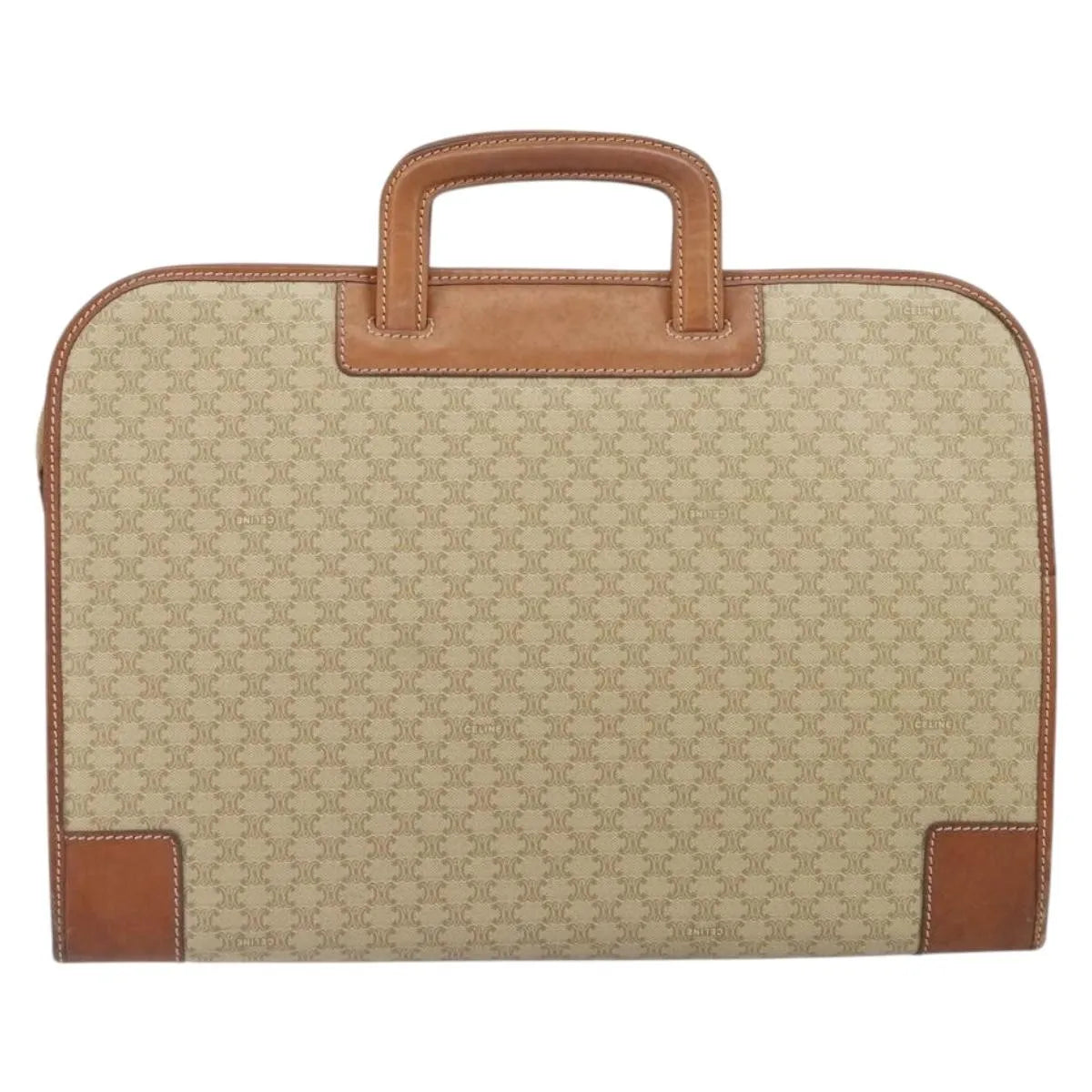 Celine Vintage Macadam Canvas Beige Canvas Handbag (Pre-Owned)
