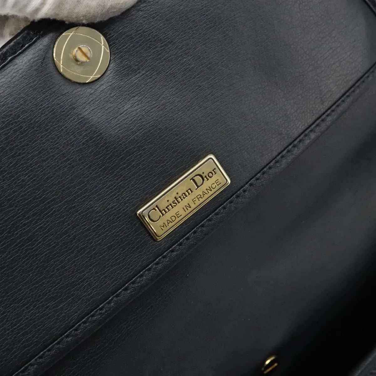 Christian Dior Vintage Cd Logo Leather Black Leather Shoulder Bag Bag (Pre-Owned)