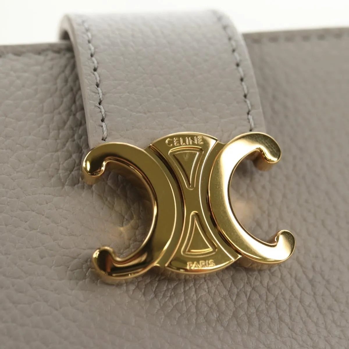 Celine Triomphe Trifold Leather Beige Leather Wallets Accessory (Pre-Owned)