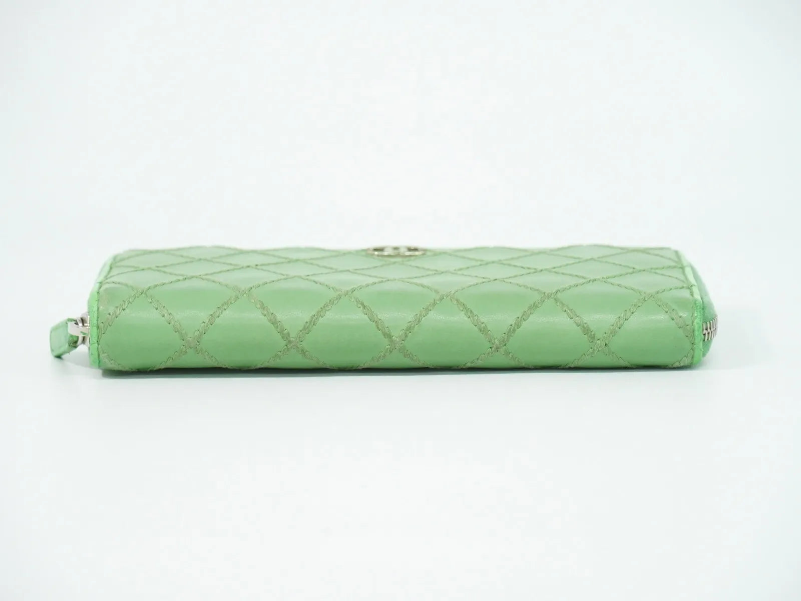 Chanel Wild Stitch Topics Wallet Lambskin Green Leather Wallets Accessory (Pre-Owned)