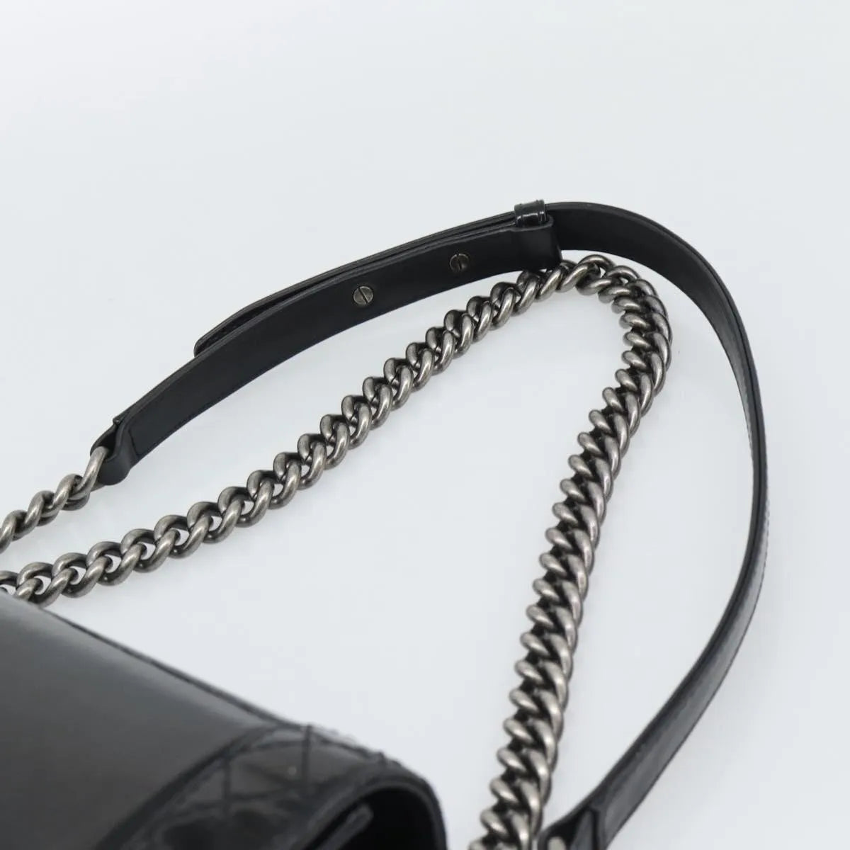 Chanel Boy Flap Patent Leather Black Patent_Leather Shoulder Bag Bag (Pre-Owned)