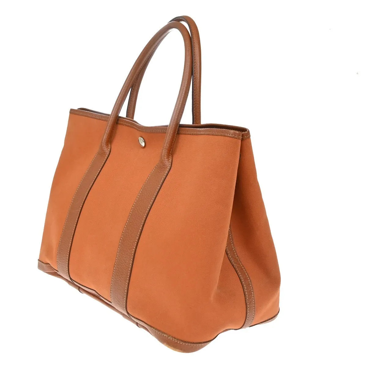 Hermes Garden Party Toile And Leather Orange Canvas Handbag (Pre-Owned)
