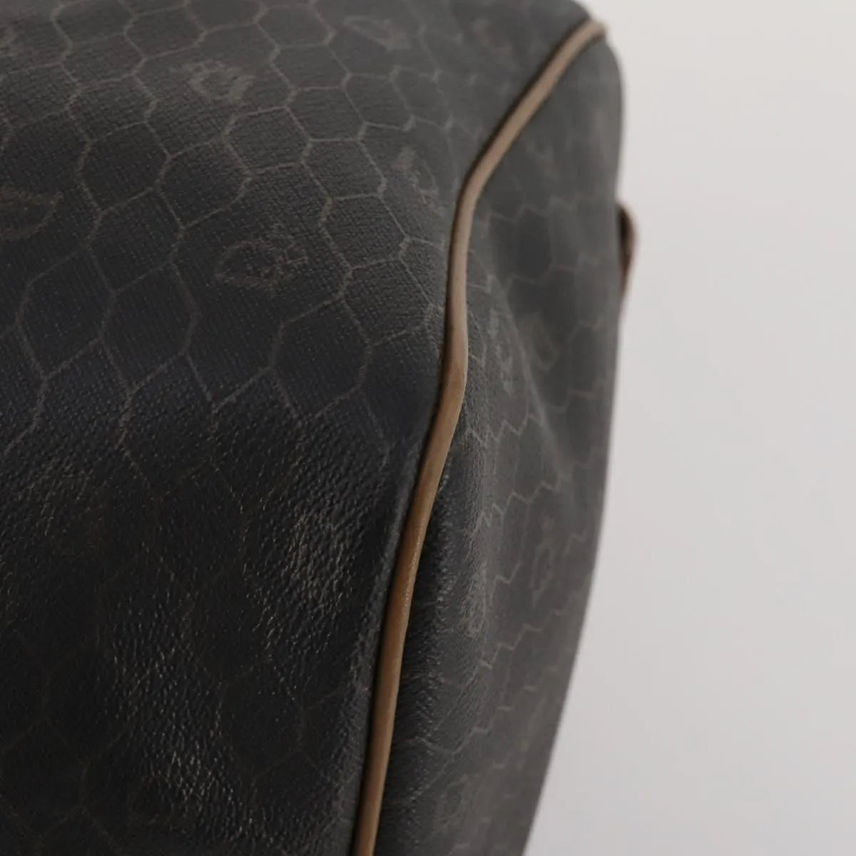 Christian Dior Vintage Honeycomb Boston Canvas And Leather Black Canvas Travel Bag Bag (Pre-Owned)