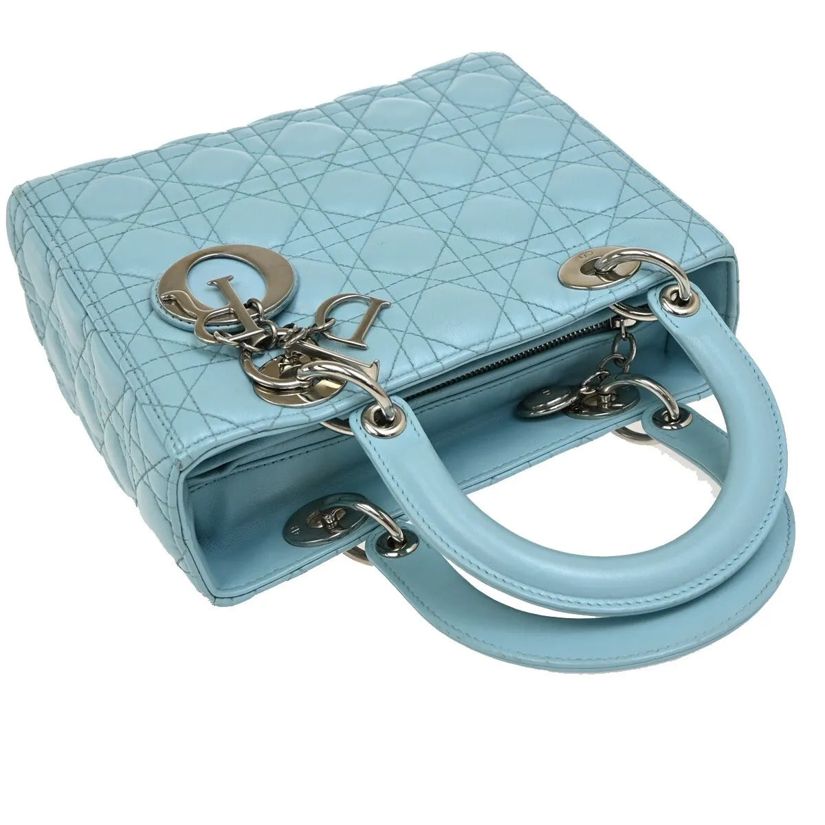 Christian Dior Lady Dior Leather Blue Leather Bag (Pre-Owned)