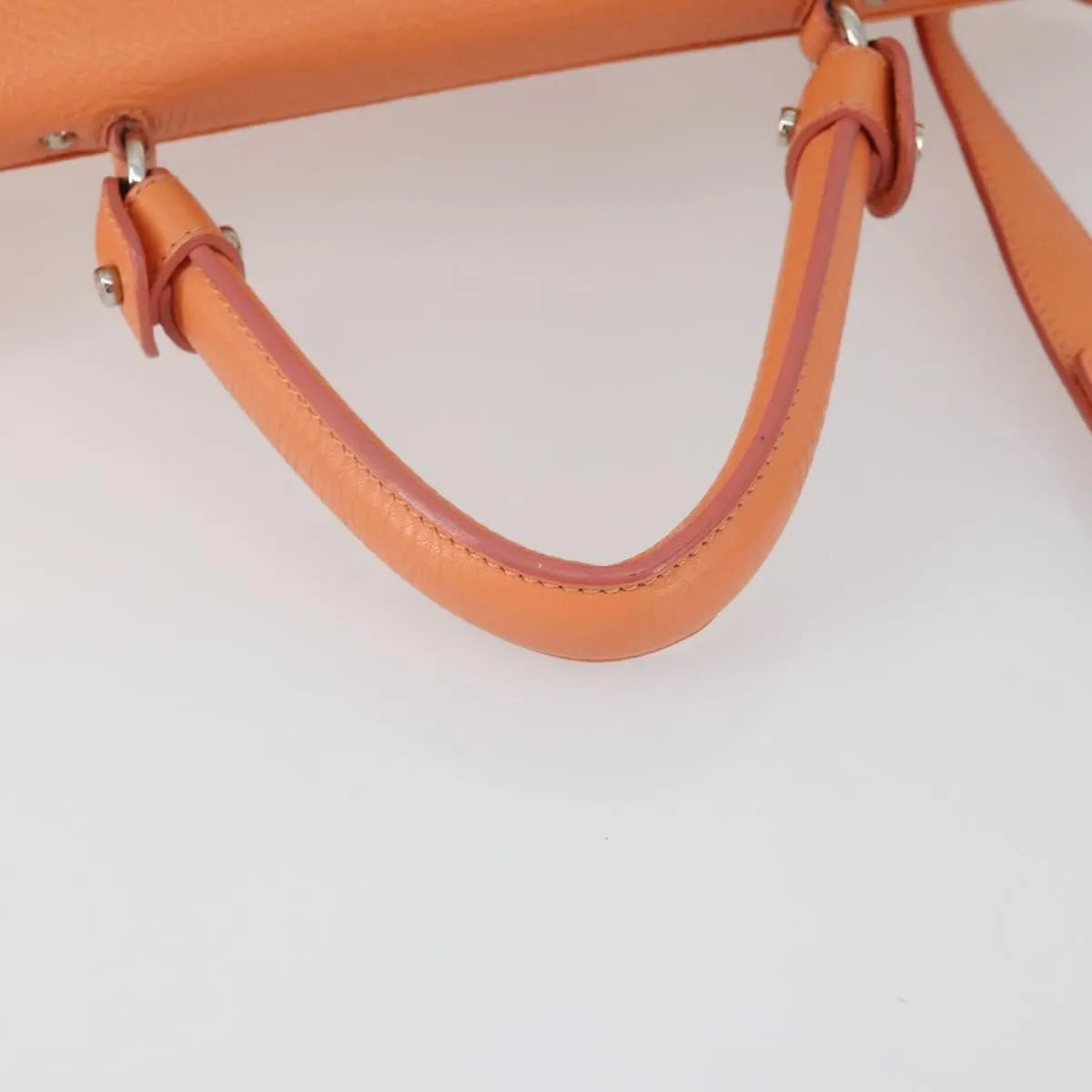 Salvatore Ferragamo Sofia Satchel Grainy Leather Orange Leather Handbag (Pre-Owned)