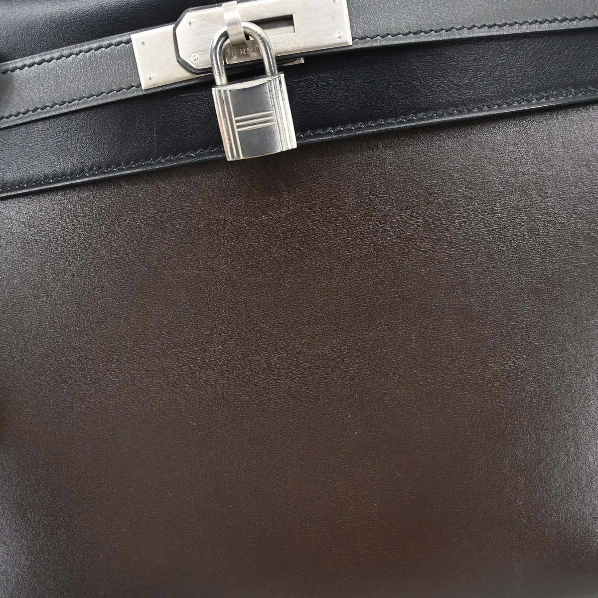 Hermes Kelly Handbag Black Box Calf With Palladium Hardware Black Leather Handbag (Pre-Owned)