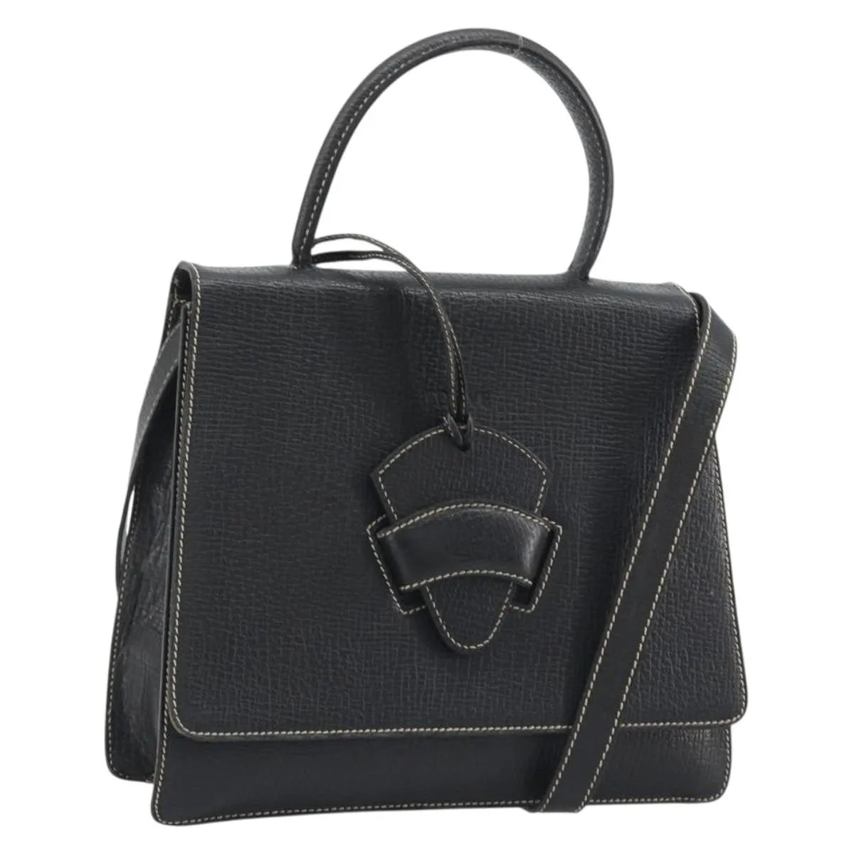 Loewe Barcelona Top Handle Leather Black Leather Handbag (Pre-Owned)