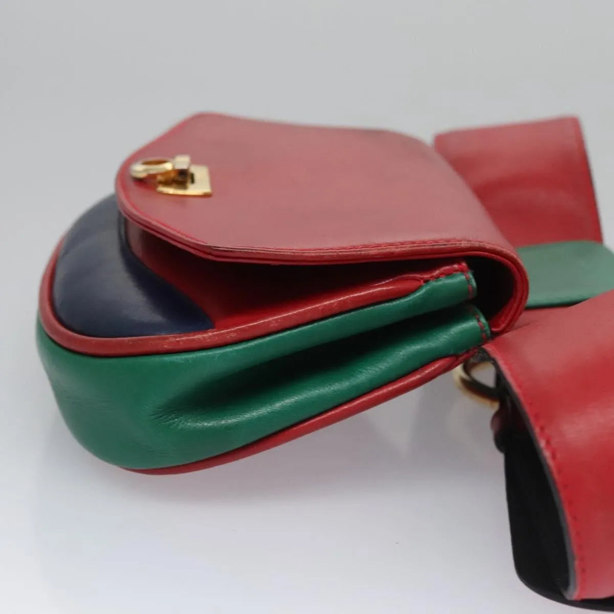 Salvatore Ferragamo Gancini Waist Leather Red Leather Clutche & Pouche Bag (Pre-Owned)