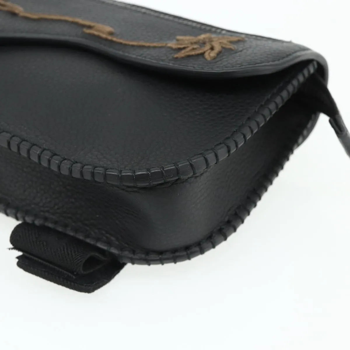 Christian Dior Saddle Pouch Belt Leather Black Leather Clutche & Pouche Bag (Pre-Owned)