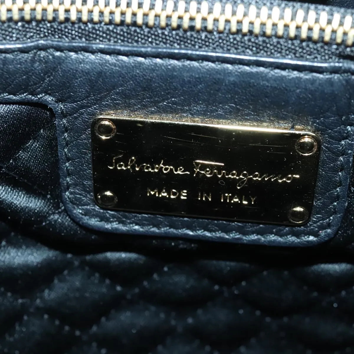 Salvatore Ferragamo Vala Leather Black Leather Handbag (Pre-Owned)