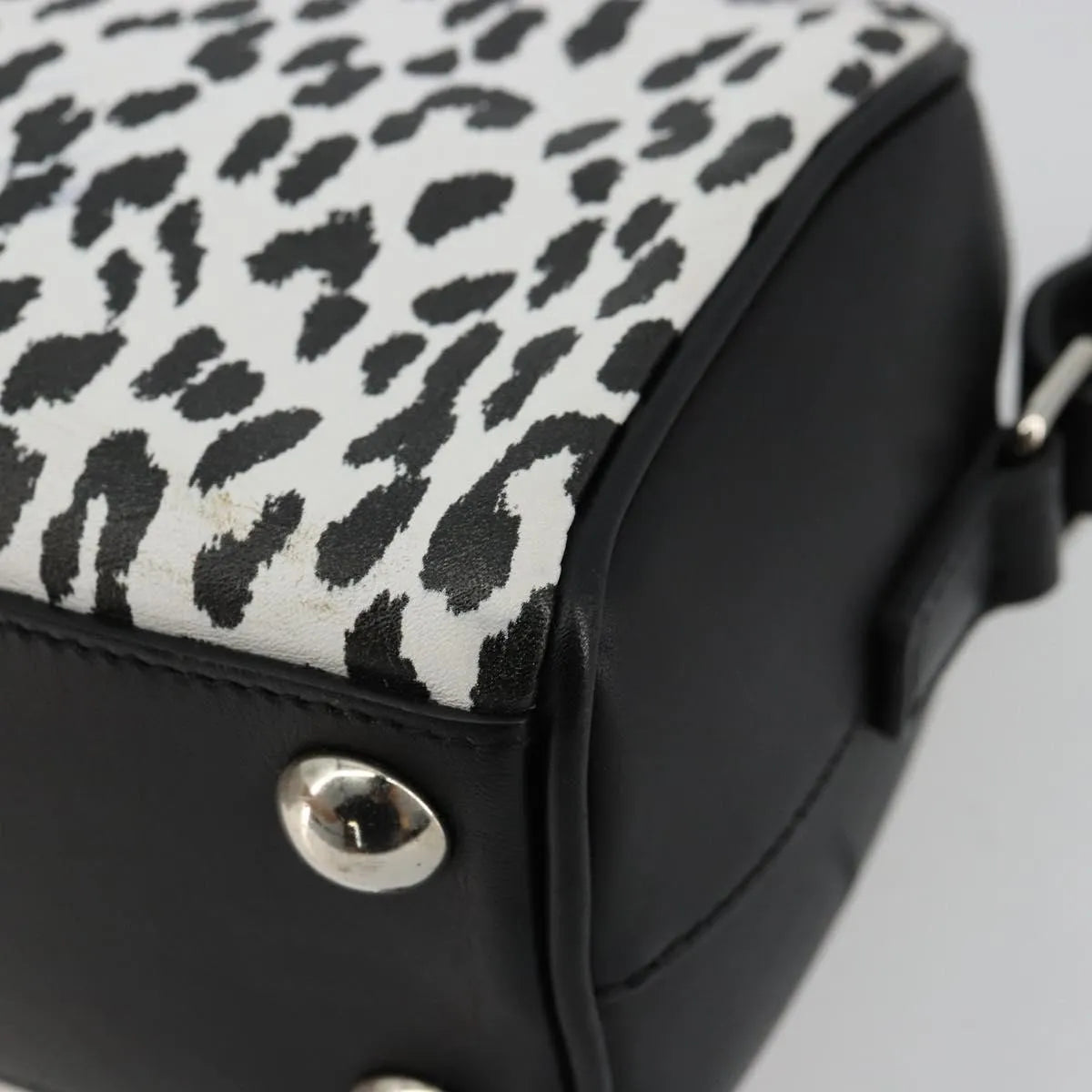 Saint Laurent Classic Baby Duffle Printed Leather Black Leather Handbag (Pre-Owned)