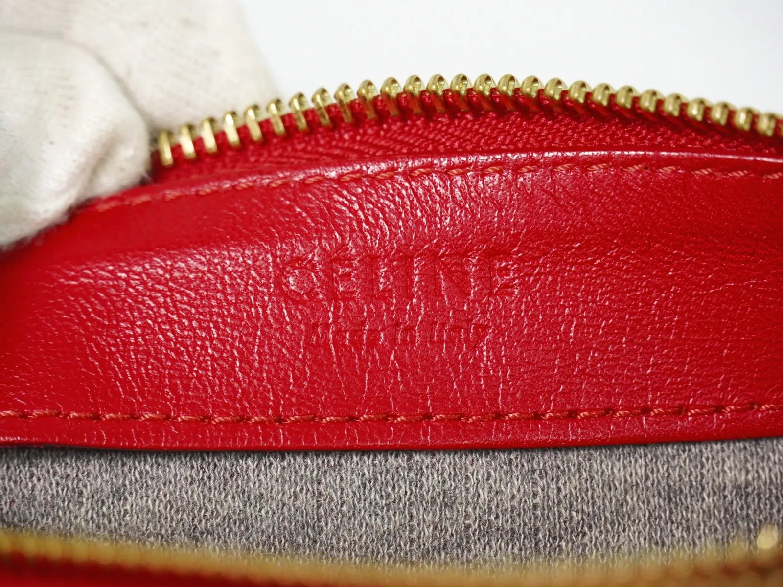 Celine Trio Leather Red Leather Shoulder Bag Bag (Pre-Owned)