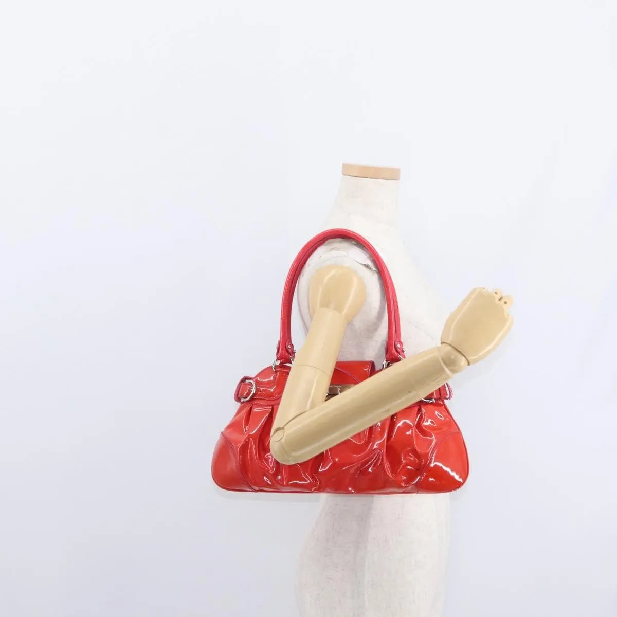 Salvatore Ferragamo Marisa Patent Leather Red Patent_Leather Handbag (Pre-Owned)