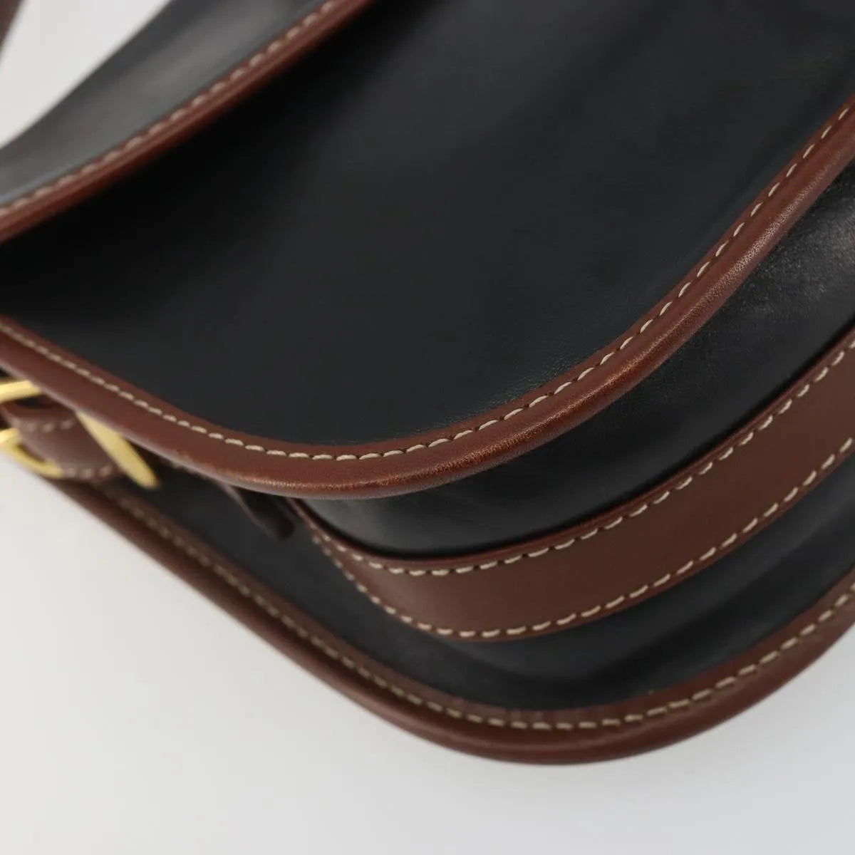 Celine Vintage Flap Leather Black Leather Shoulder Bag Bag (Pre-Owned)