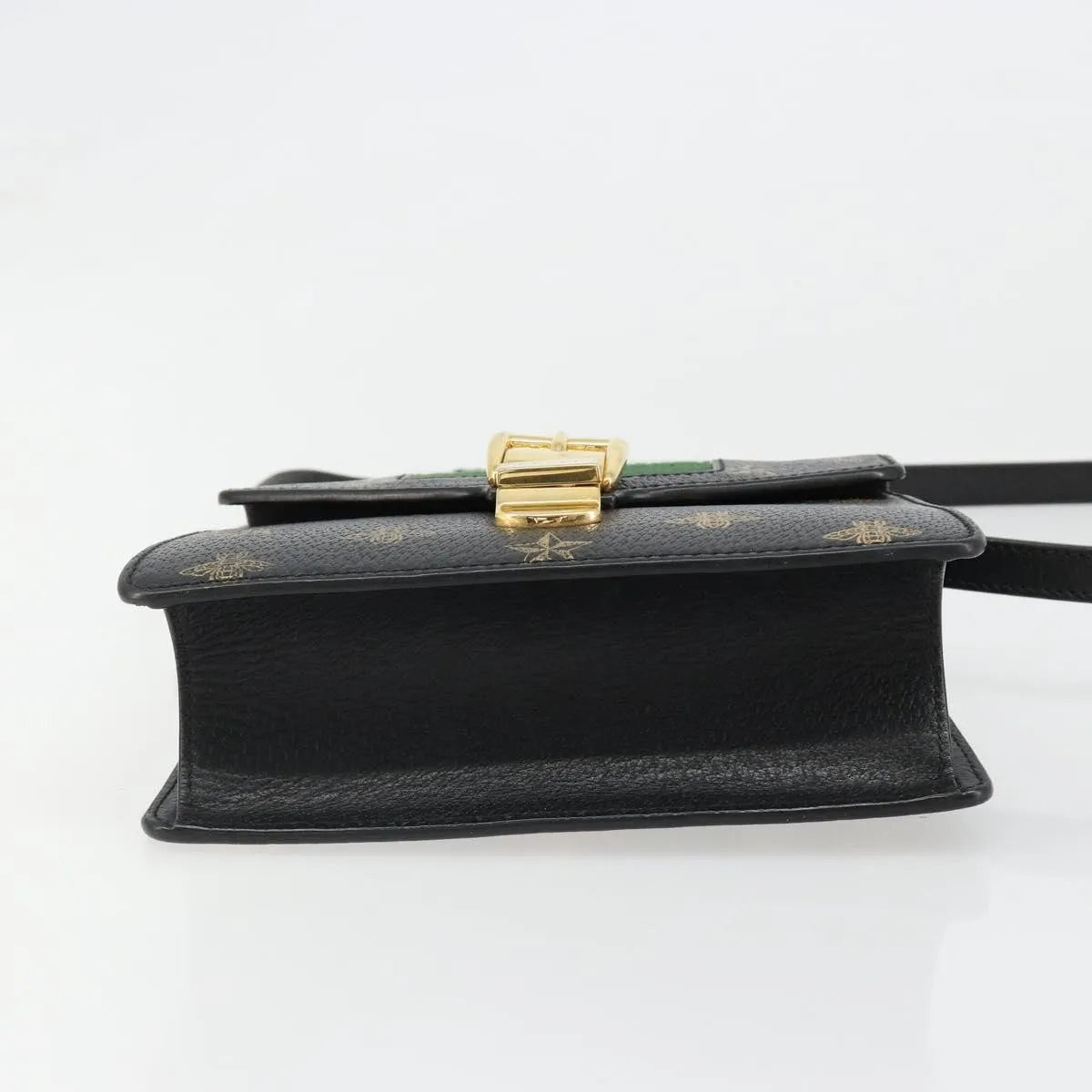 Gucci Sylvie Top Handle Printed Leather Black Leather Handbag (Pre-Owned)