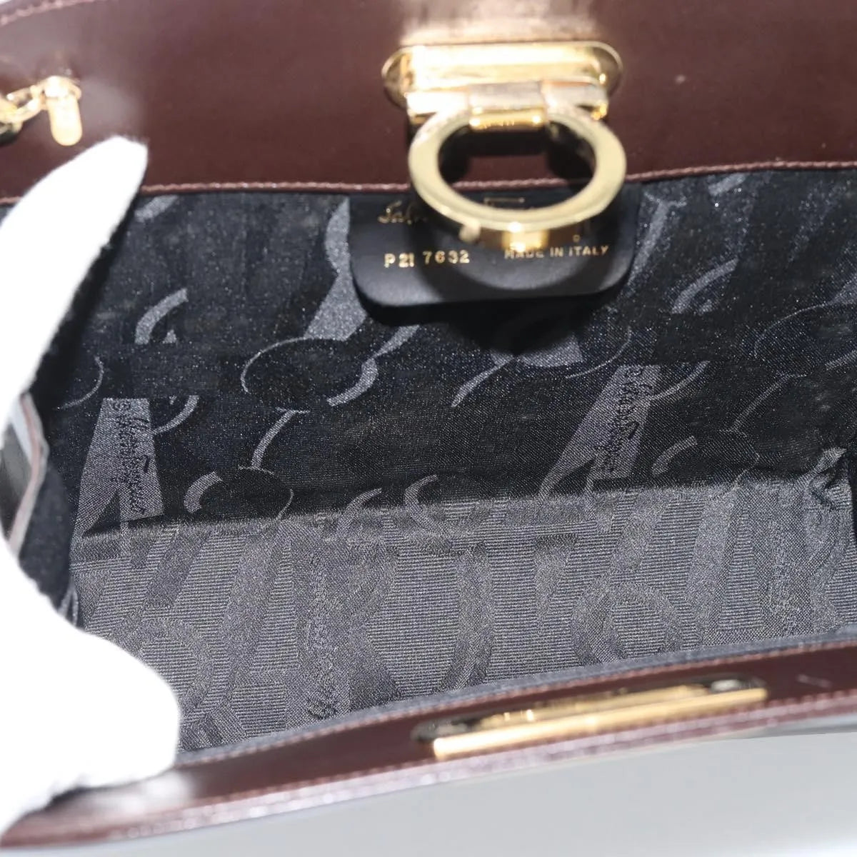 Salvatore Ferragamo Vintage Gancini Chain Leather Brown Leather Shoulder Bag Bag (Pre-Owned)