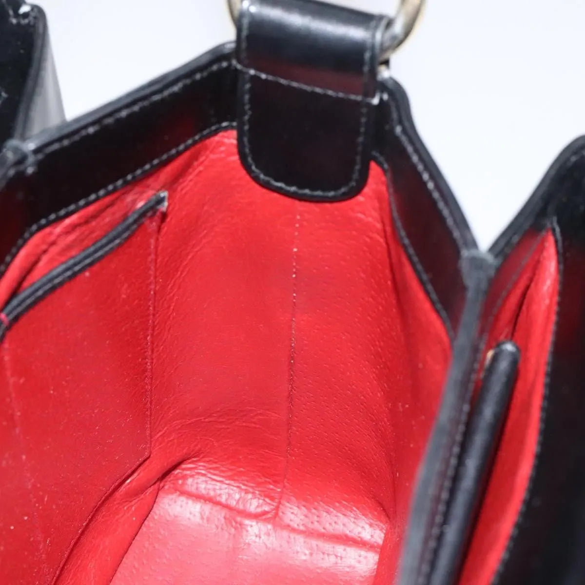 Gucci Vintage Convertible Box Leather Black Leather Handbag (Pre-Owned)