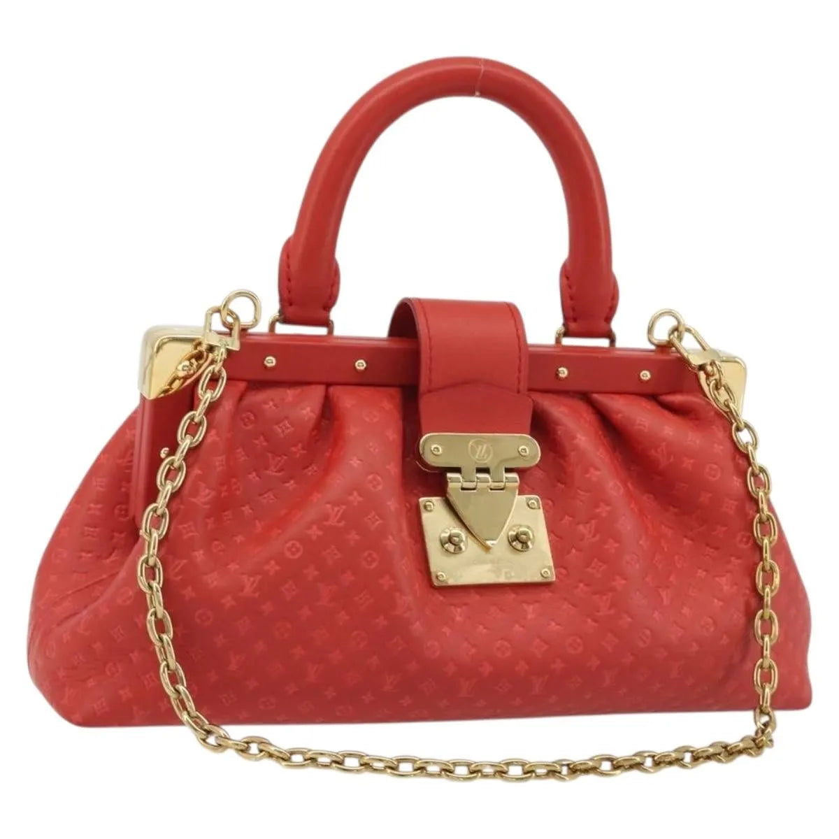 Louis Vuitton Monogram Top Handle Frame Clutch Monogram Canvas Red Canvas Clutche & Pouche Bag (Pre-Owned)