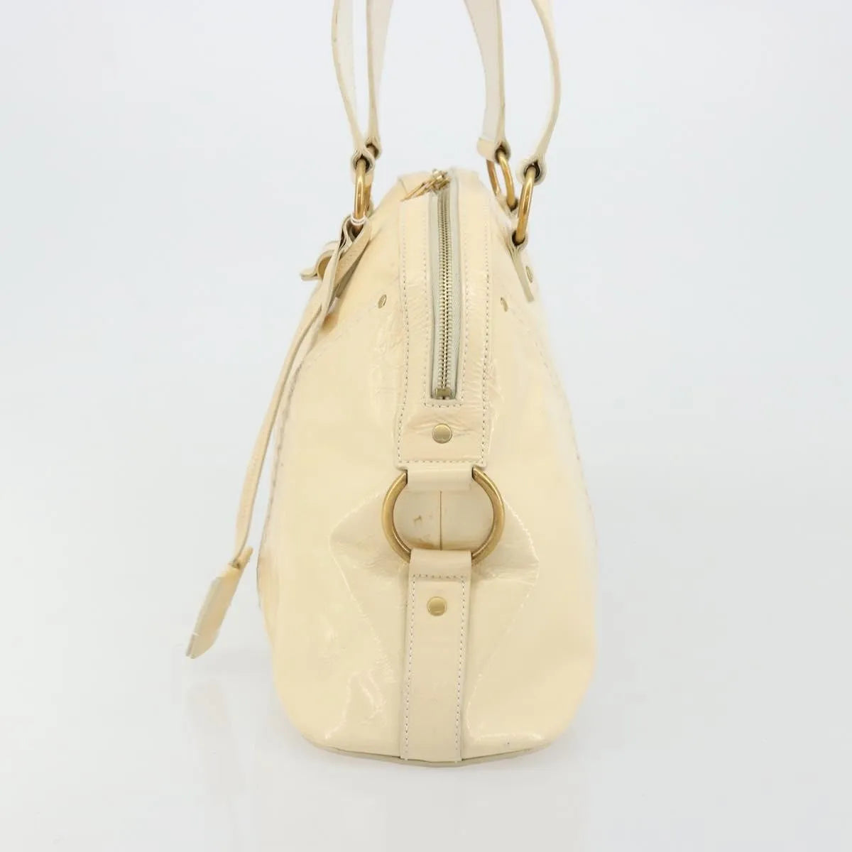 Saint Laurent Muse Shoulder Leather White Patent_Leather Handbag (Pre-Owned)