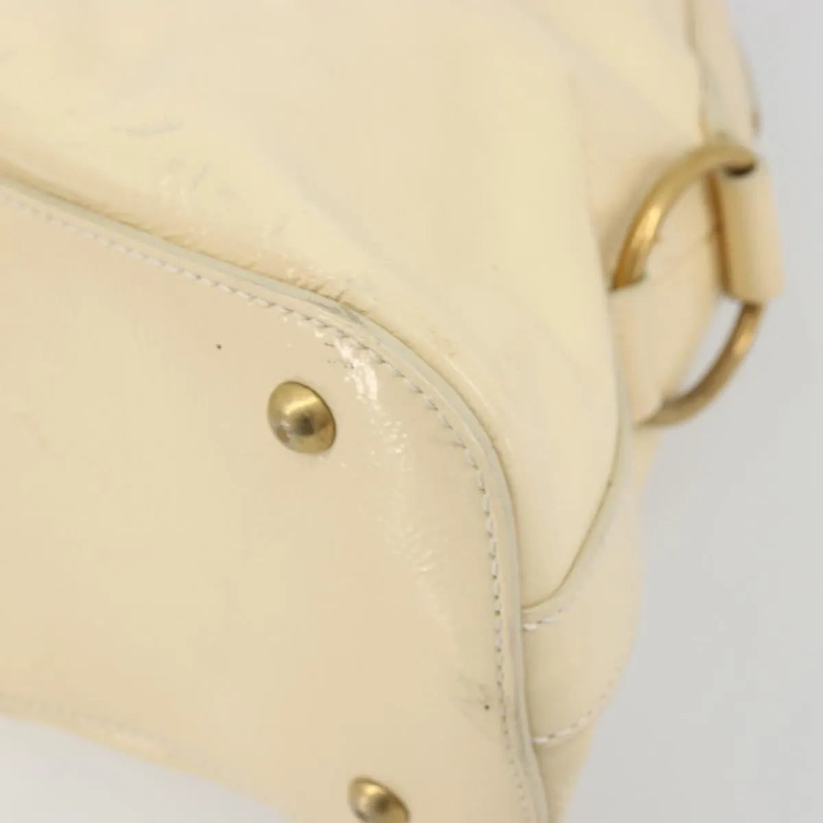 Saint Laurent Muse Shoulder Leather White Patent_Leather Handbag (Pre-Owned)