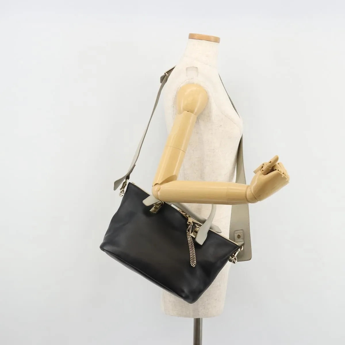 Chloe Bicolor Baylee Satchel Leather Black Leather Handbag (Pre-Owned)